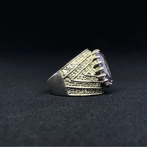 STERLING SILVER AMETHYST RING - Picture 3 of 4